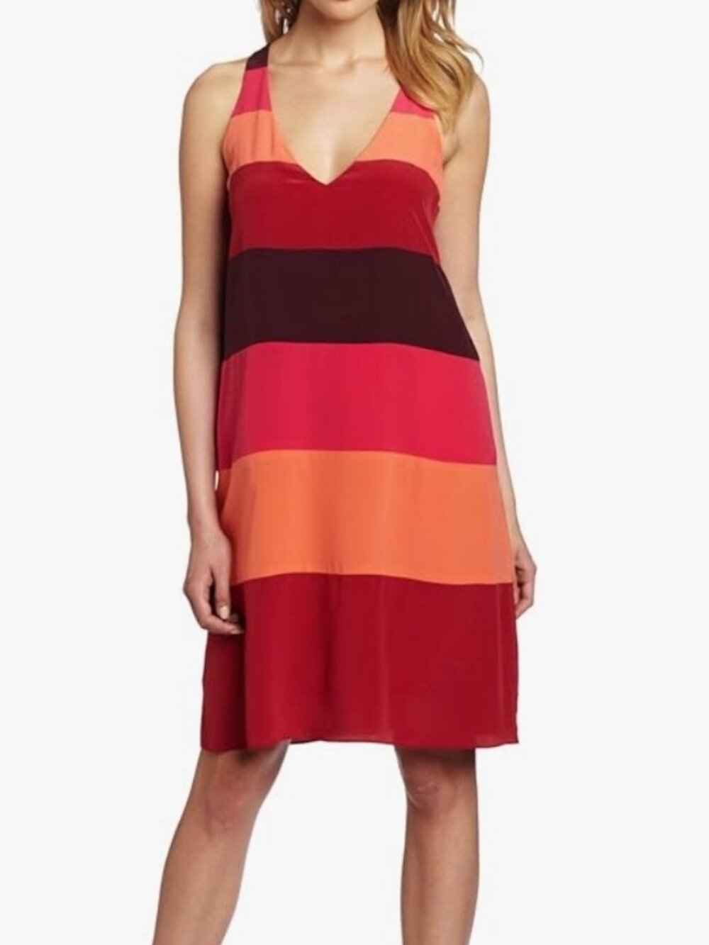 BCBGMaxAzria silk Chancey colourblock racer back tank dress